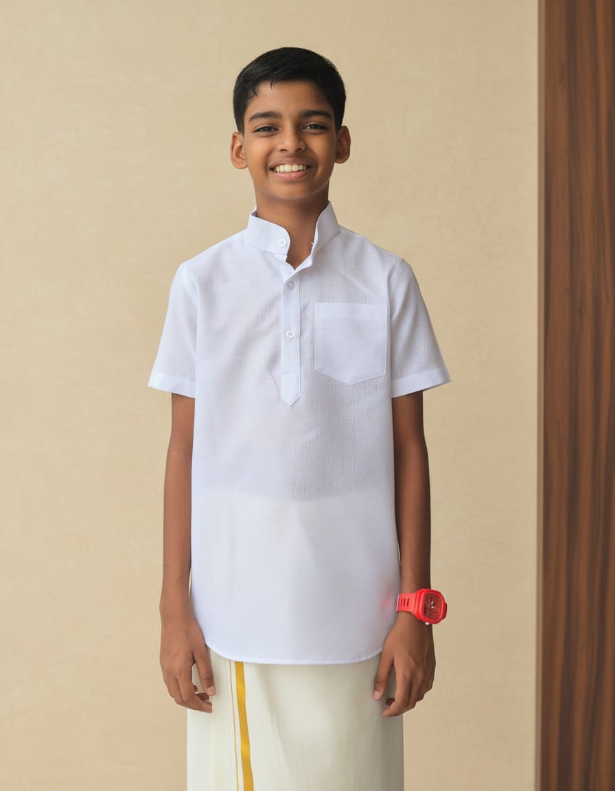 Boys Kurtha and Mundu (Dhothi) Half Sleeve